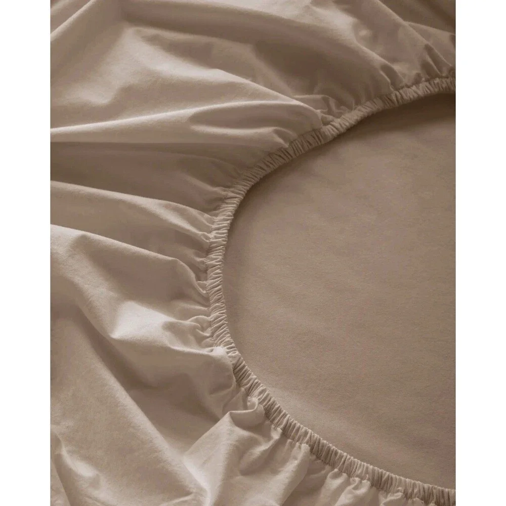 Quince Organic Brushed Cotton Sheet Set 4 Piece QUEEN Toffee NEW $99.90 Retail
